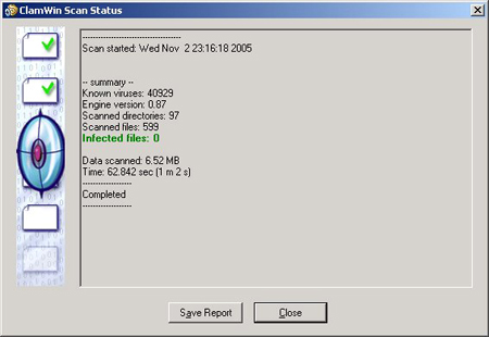 ClamWin Portable Scanner scanner screenshot