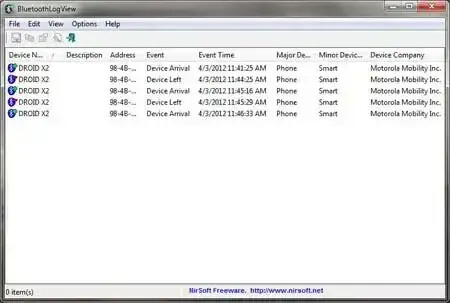BluetoothLogView - Bluetooth Device Monitor BluetoothLogView - Bluetooth Device Monitor