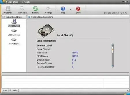 Disk Wipe -Portable Disk Wiper Screenshot Disk Wipe -Portable Disk Wiper Screenshot