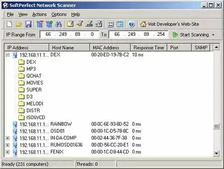 SoftPerfect Portable Network Scanner SoftPerfect Network Scanner Screenshot